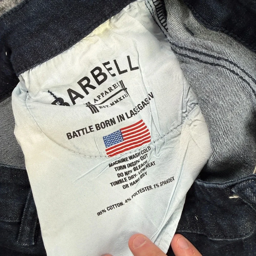 Barbell Apparel Jeans Mens 36x33 Dark Wash Blue Stretch Denim Slim Straight